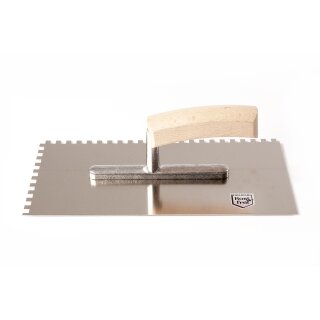 Maler-Glättekelle 6x6mm gezahnt rostfrei Holzgriff 280x130mm