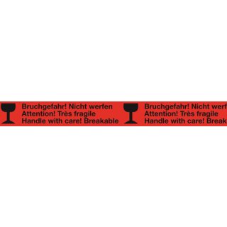 PVC-Packband rot 50mmx66m "Bruchgefahr" K715
